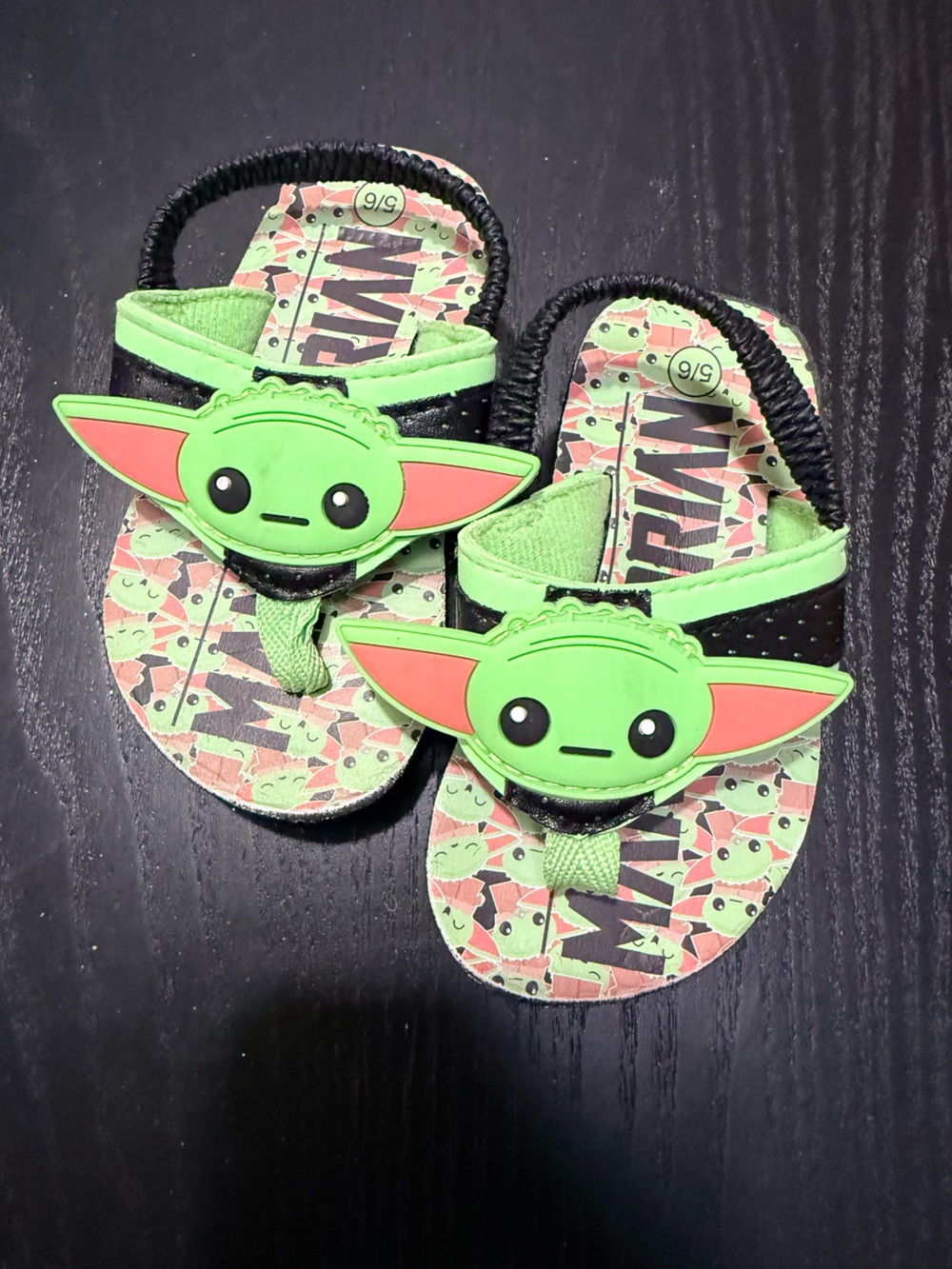 Disney Green and Pink Baby Yoda Character Toddler Sandals